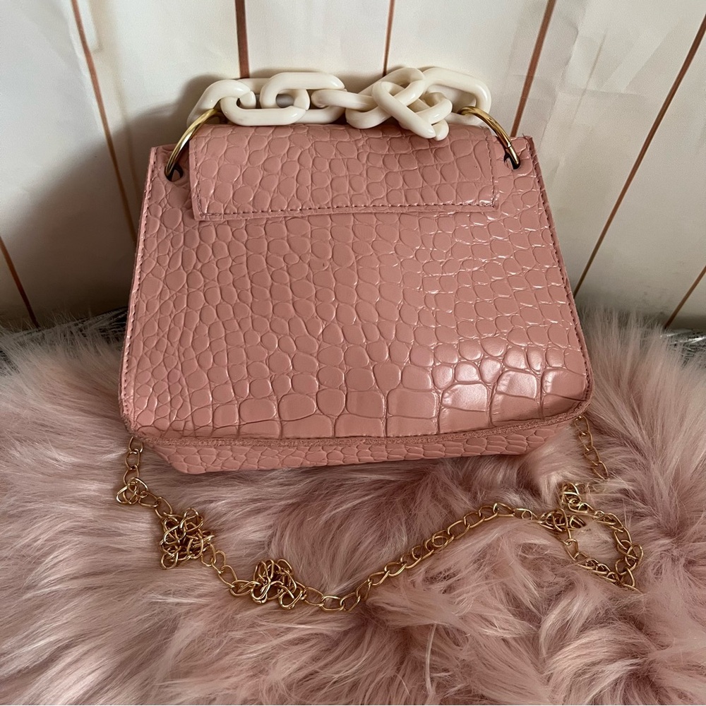 Pink Croc-Embossed Chain Bag - Picture 5 of 8